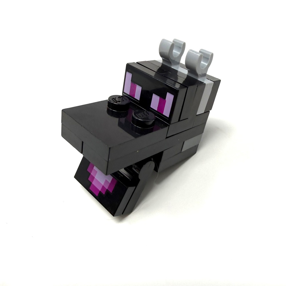 LEGO Minecraft Ender Dragon Head Piece with Hinged Jaw Black Purple Bricks